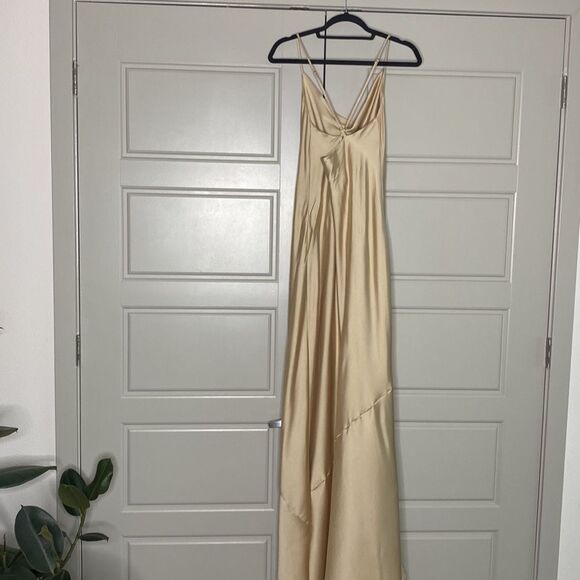 Show Me Your Mumu Champagne Luxè Satin Tuscany Maxi Slip Dress L - Picture 6 of 13